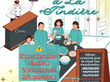 🍴👨‍🍳Dîner du Chef à La Tindière 👨‍🍳🍴

C'était trop bien vendredi dernier !
Et si on remettait ça !

Le prochain dîner succulent de notre super chef...